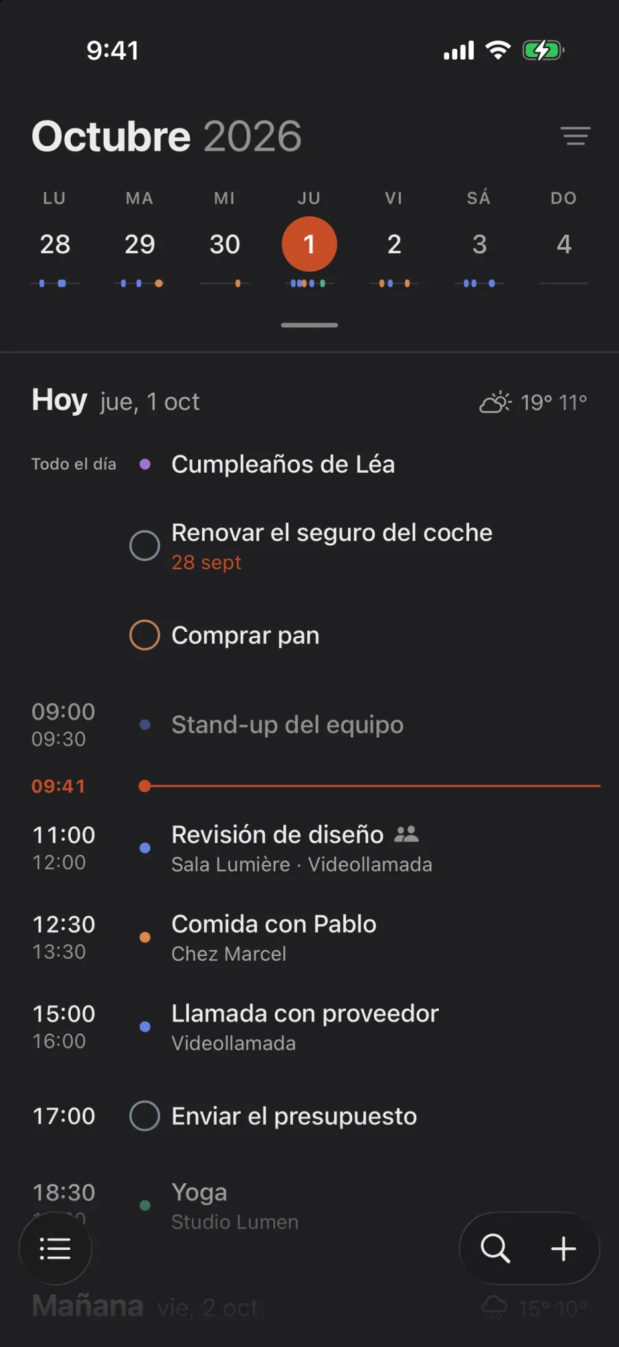 La agenda, bajo la semana.